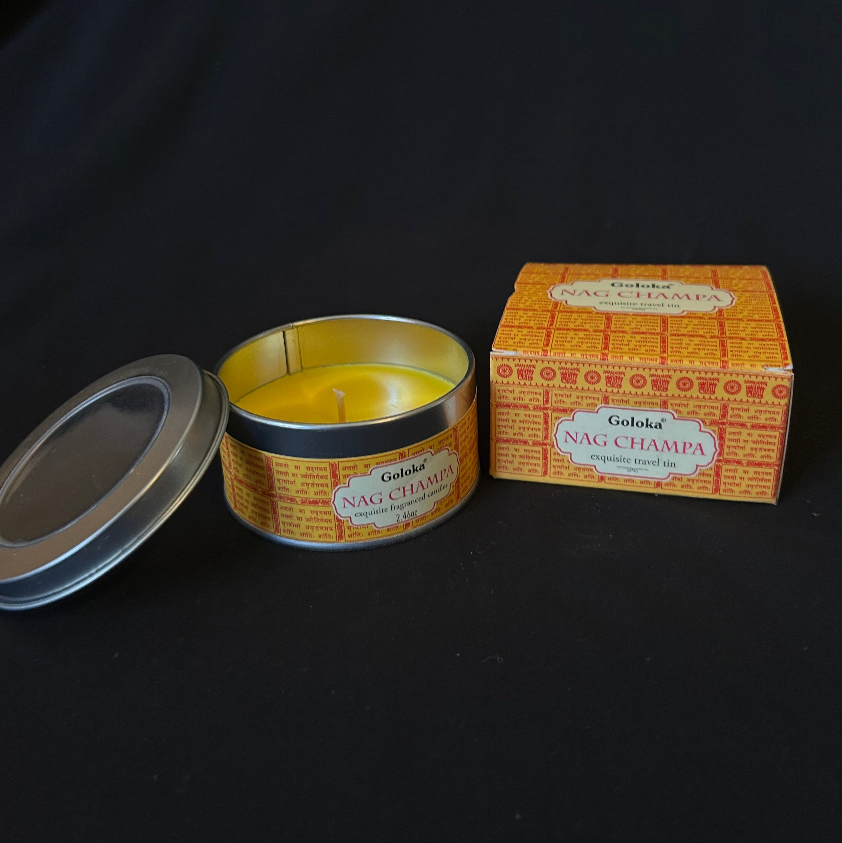 Goloka Nag Champa Travel Tin Candle