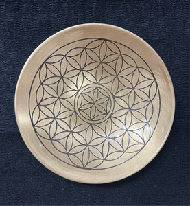 Shallow Brass Flower of Life Bowl  6"