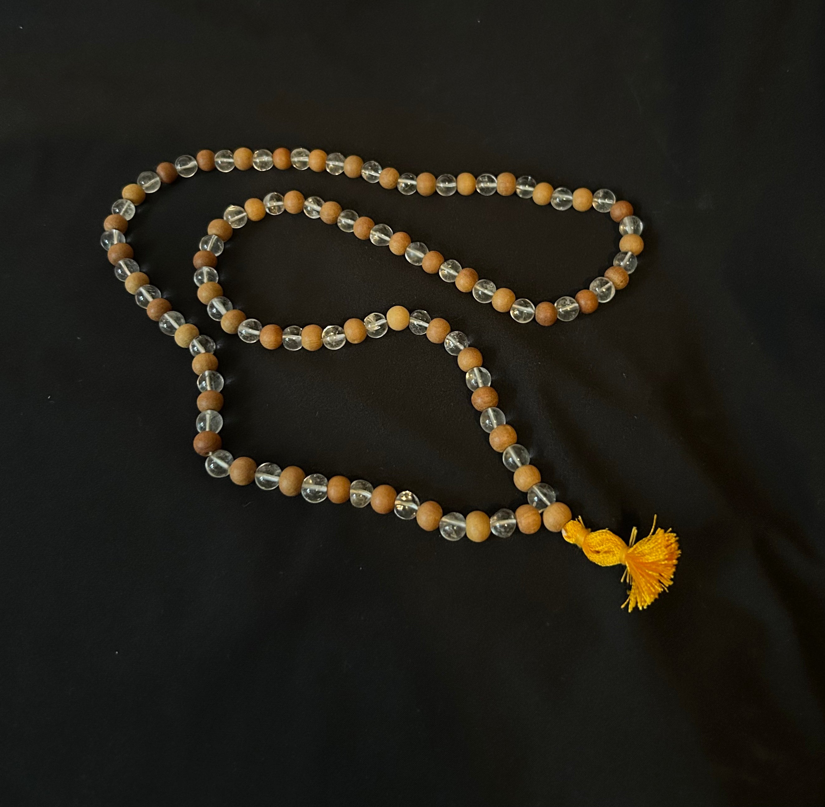 Quartz and Sandalwood Prayer Mala