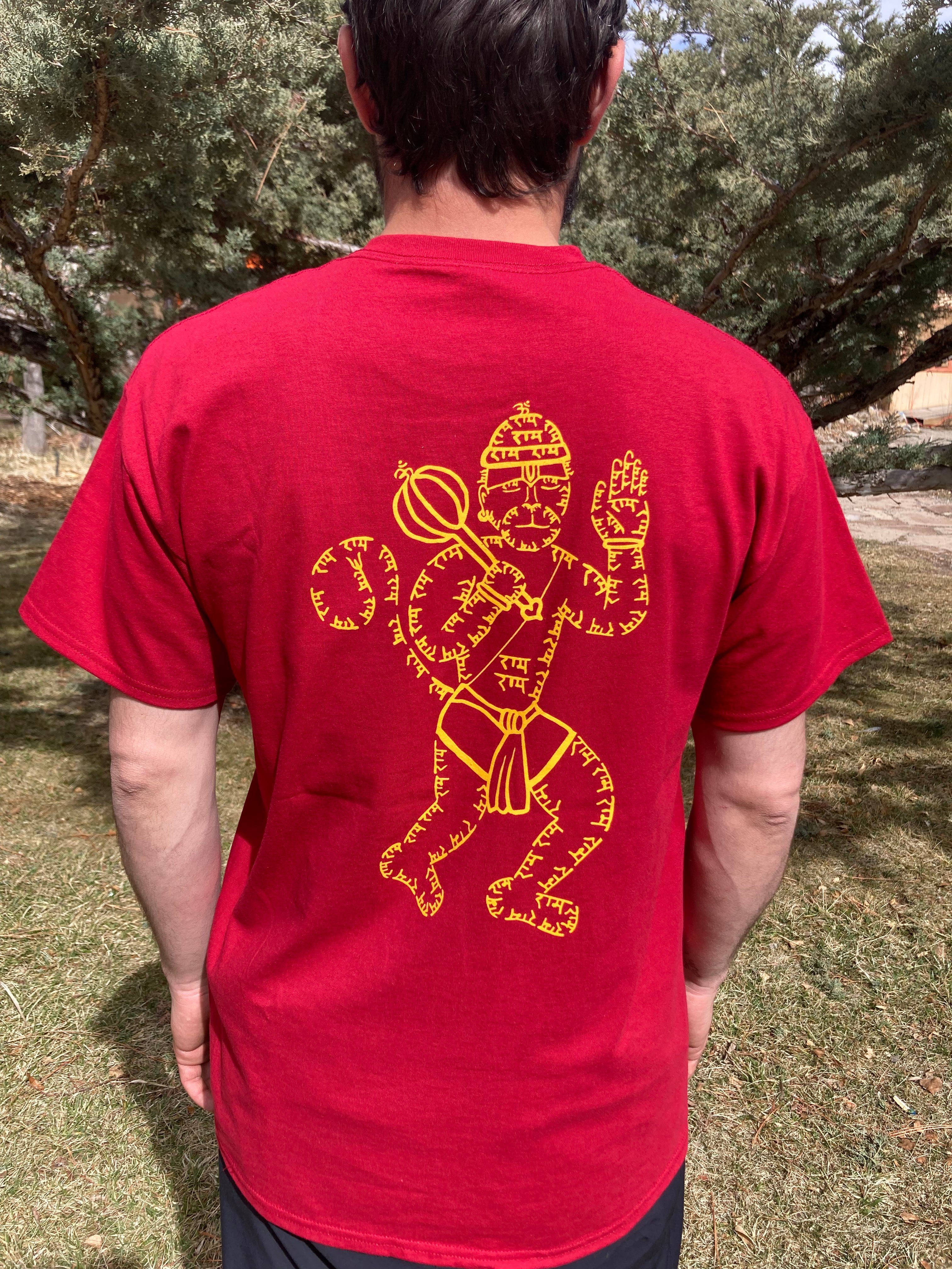 Hanuman in Ram T-shirt Red and Gold